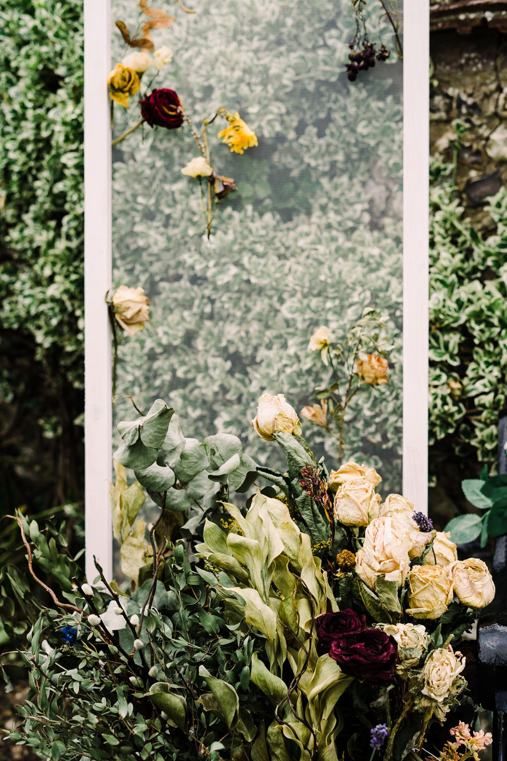 Basket Flowers Decor Clear Perspex Garden Wedding Reception Jade Touron Photography