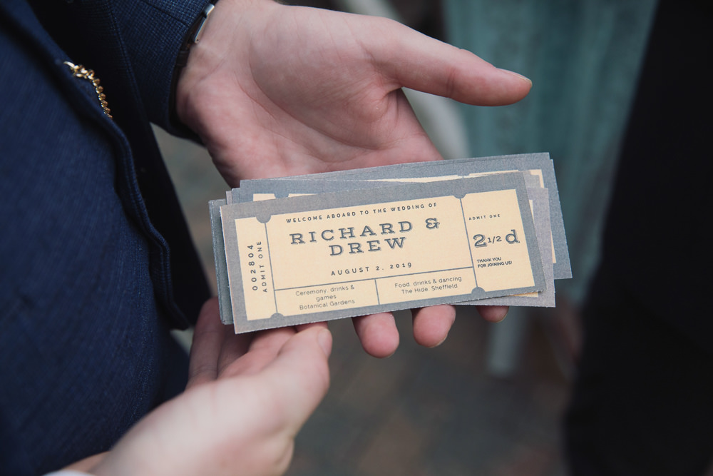 Ticket Stationery Hide Sheffield Wedding Sasha Lee Photography