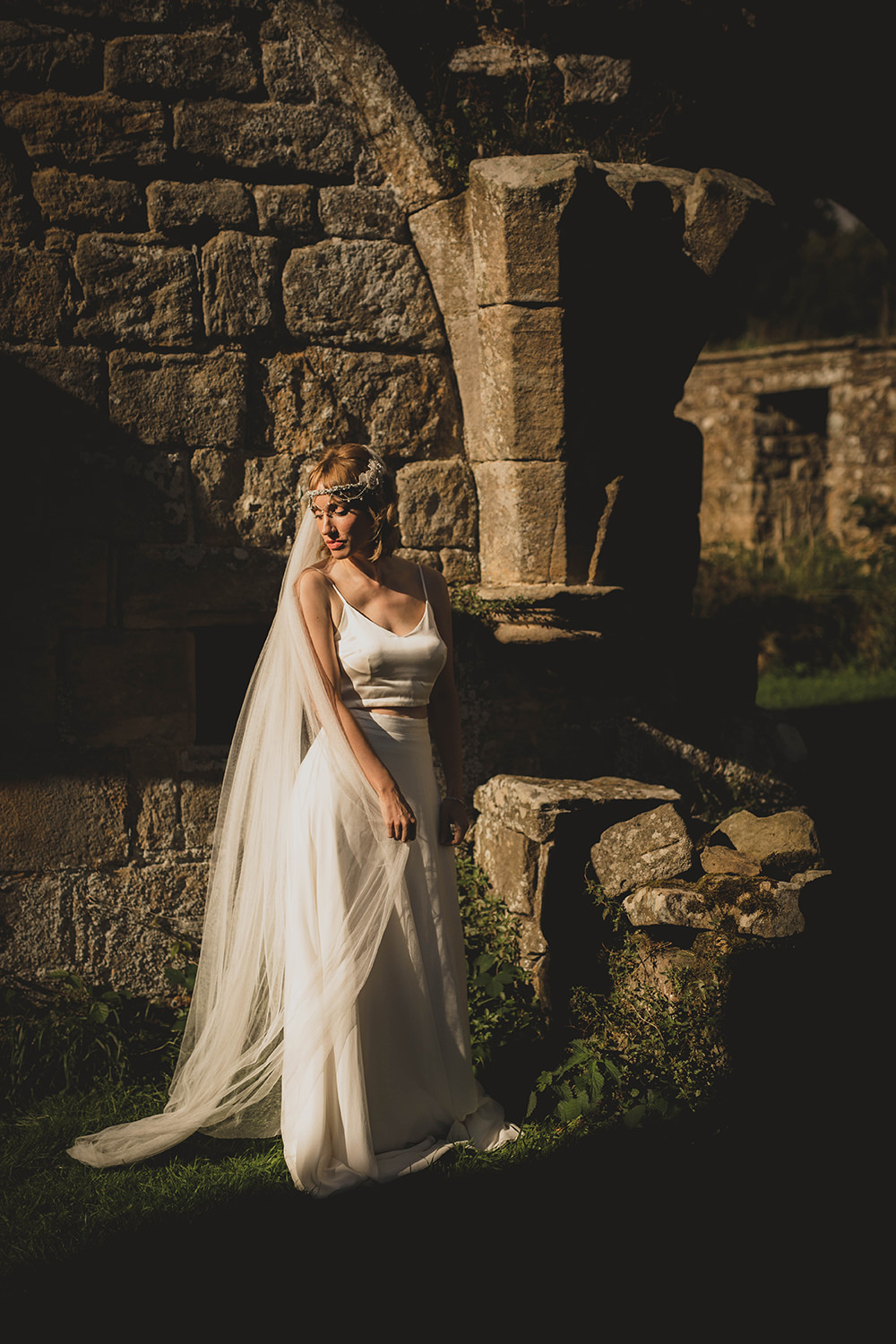 Jervaulx Abbey Wedding Ideas Laura Adams Photography Dress Gown Bride Bridal Top Skirt Separates Luna Bride