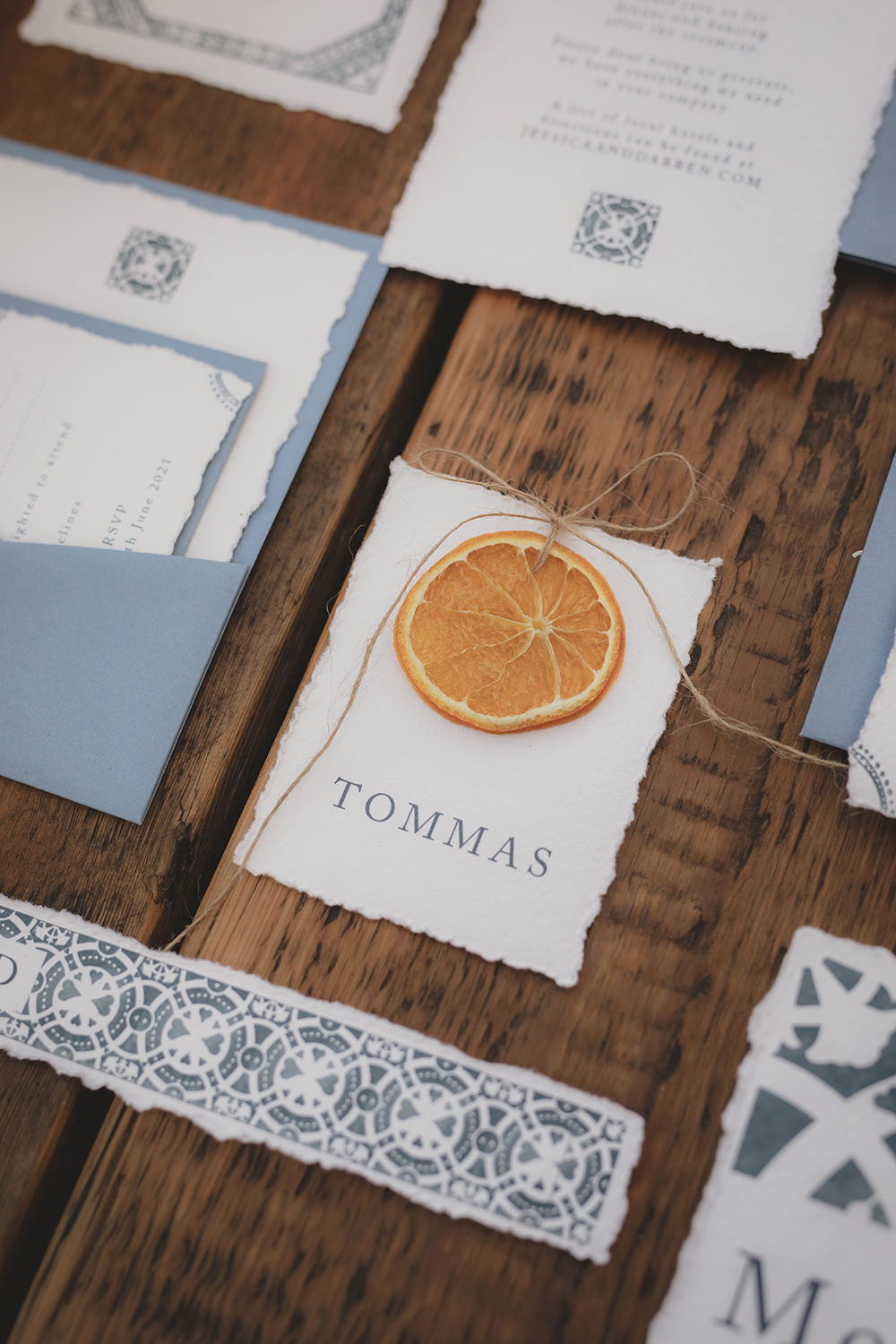 Jervaulx Abbey Wedding Ideas Laura Adams Photography Stationery Invite Invitation Blue Oranges
