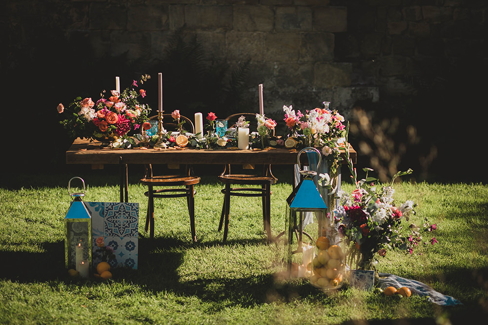 Jervaulx Abbey Wedding Ideas Laura Adams Photography Table Tablescape Decor Colourful Flowers Candles