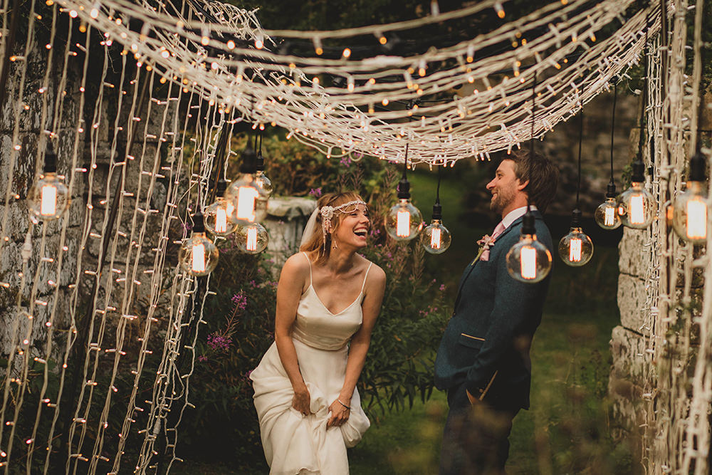 Jervaulx Abbey Wedding Ideas Laura Adams Photography Lighting Light Canopy Tunnel Fairy Lights