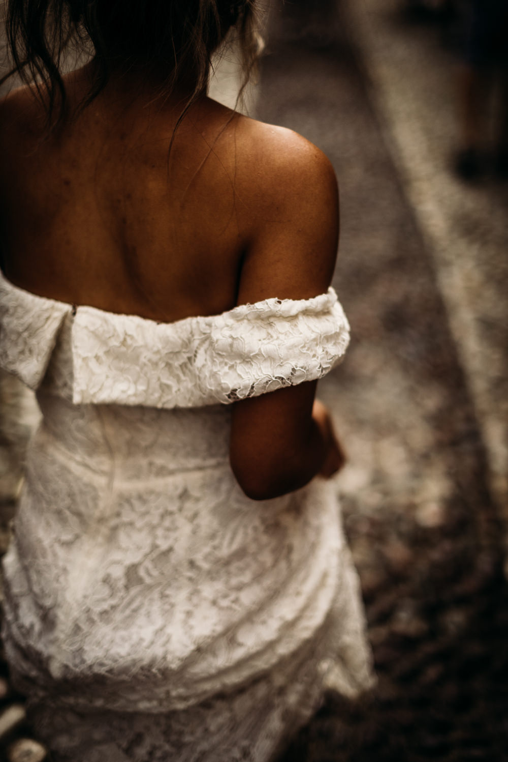 Dress Gown Bride Bridal Lace Plunge Reformation Lake Garda Wedding Argentieri Anthony Photography