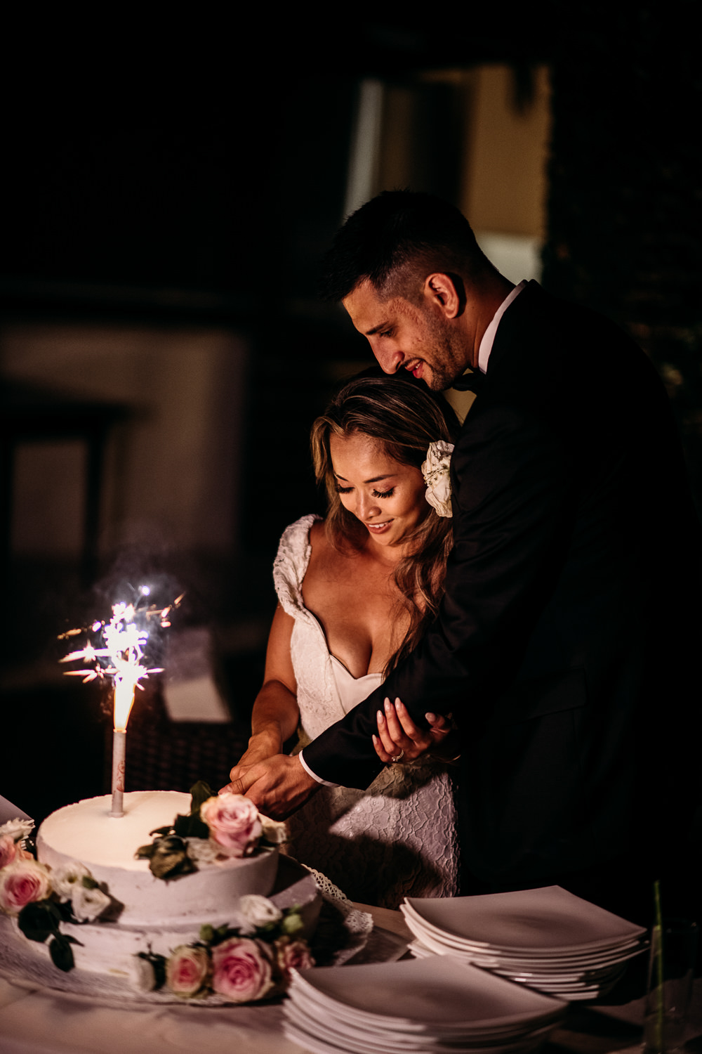 Sparkler Cake Lake Garda Wedding Argentieri Anthony Photography