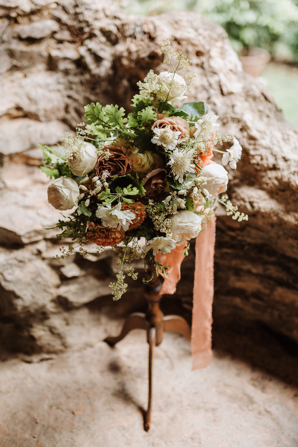 Bouquet Flowers Bride Bridal Peach Rose Greenery Ribbon Natural Wedding Ideas Frame Of Love
