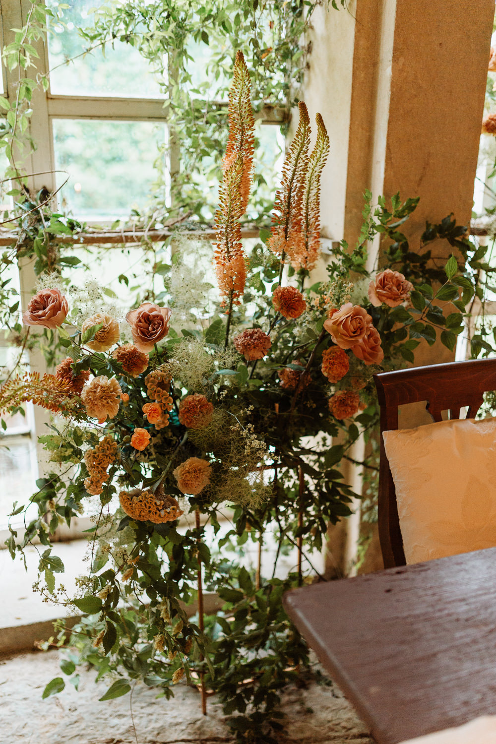 Flowers Decor Peach Rose Greenery Foliage Natural Wedding Ideas Frame Of Love