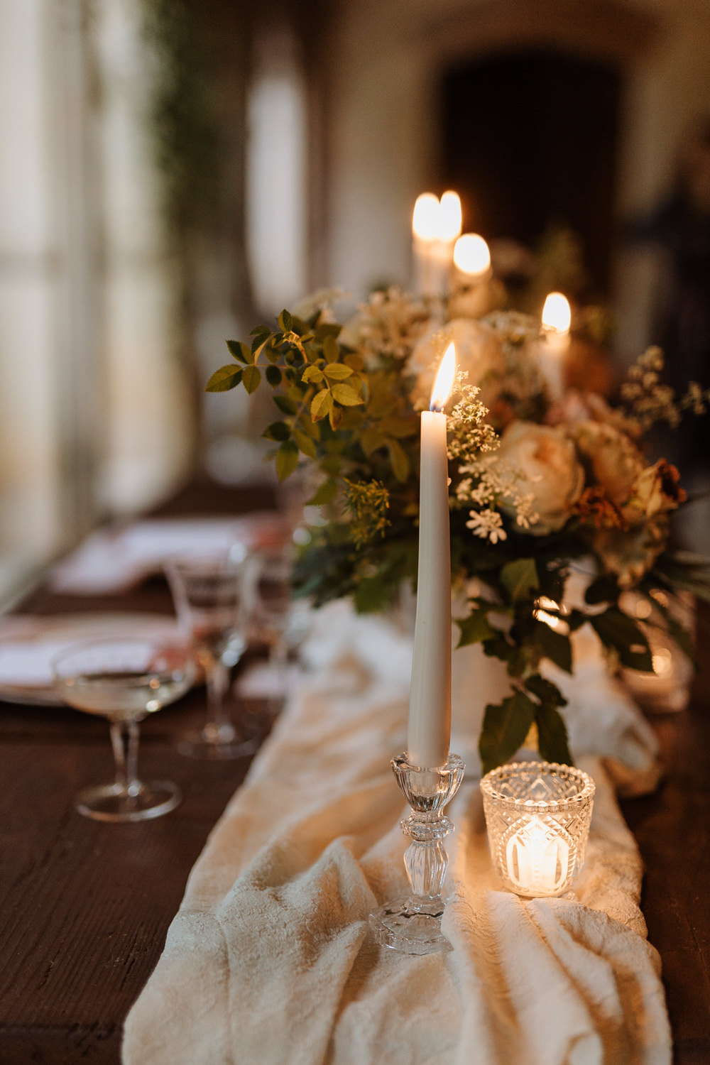 Greenhouse Decor Candles Table Tablescape Decor Peach Wild Flowers Greenery Natural Wedding Ideas Frame Of Love