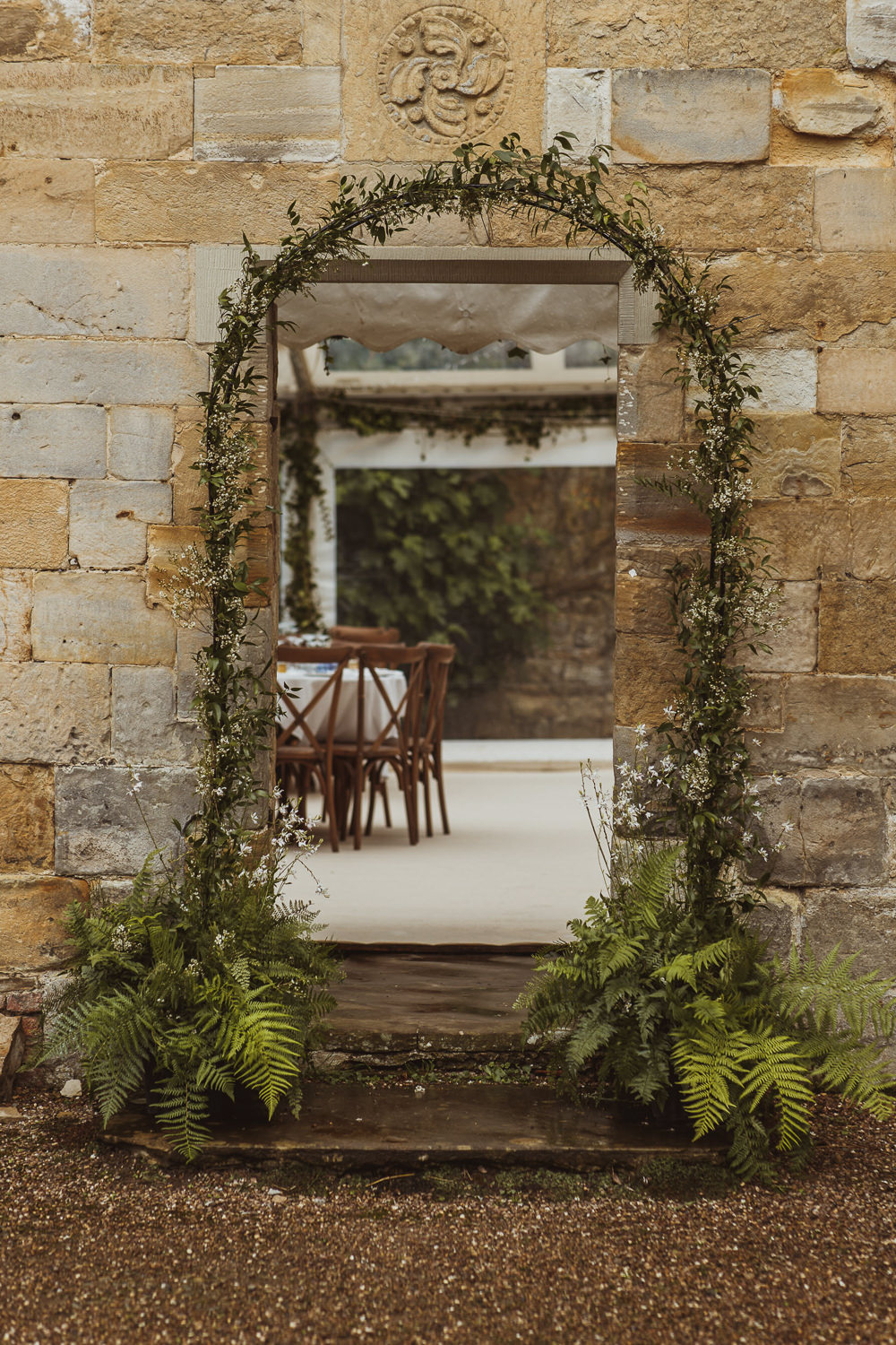 Greenery Foliage Arch Flowers Decor Newburgh Priory Wedding Neil Jackson Photographic
