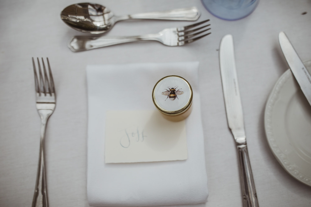 Honey Favour Place Setting Newburgh Priory Wedding Neil Jackson Photographic