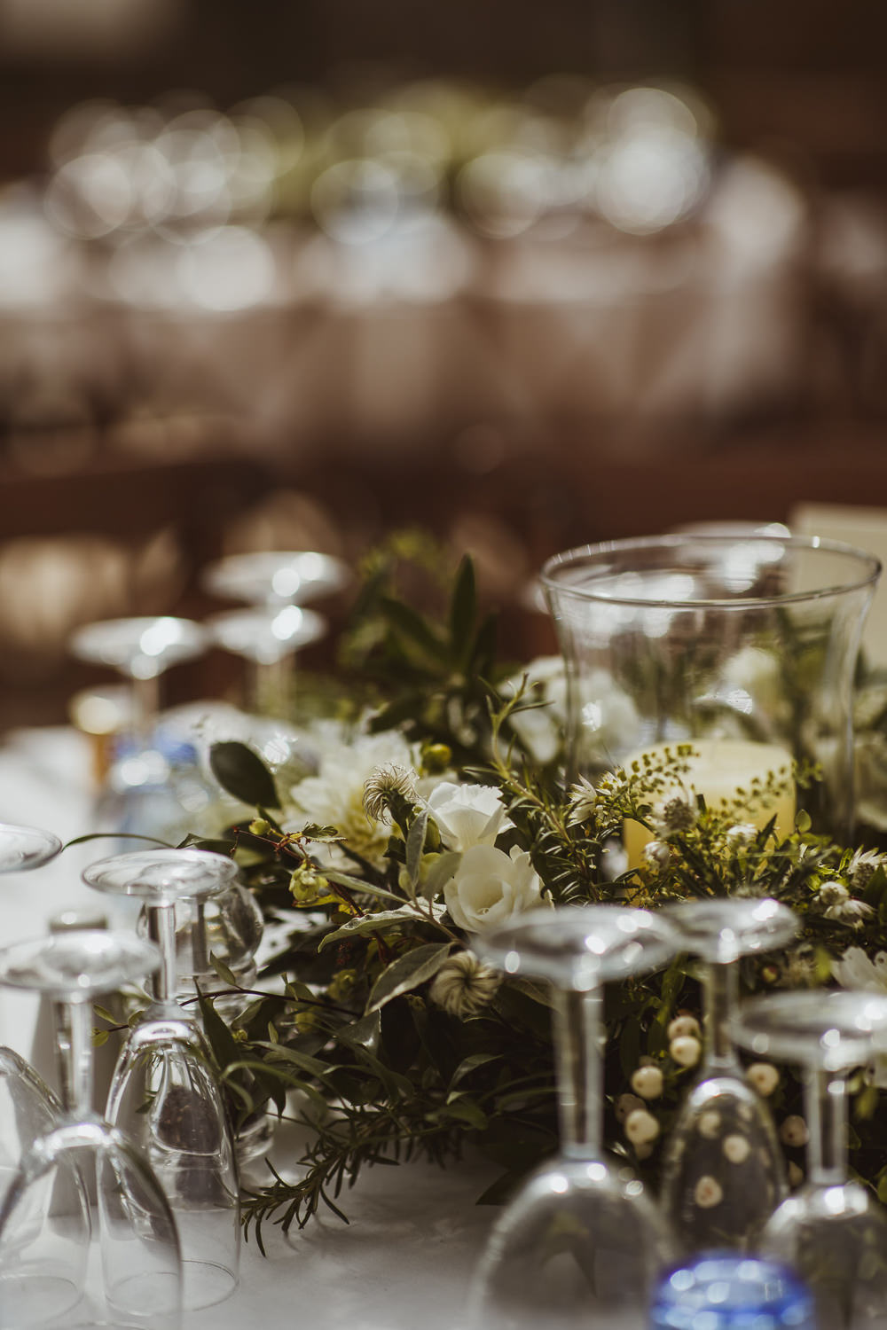 Centrepiece Flowers Table Greenery Foliage Newburgh Priory Wedding Neil Jackson Photographic