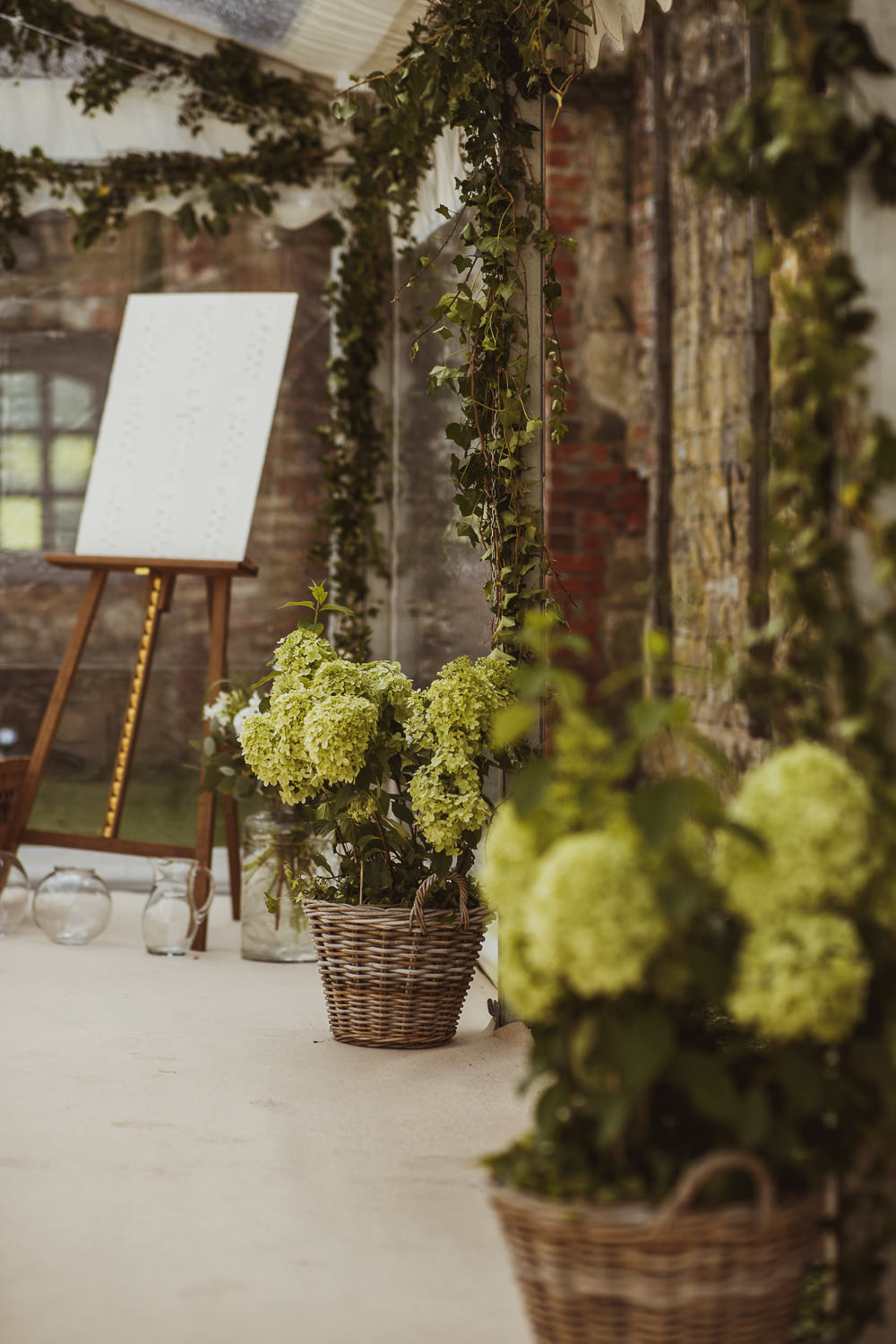 Hydrangea Flower Baskets Newburgh Priory Wedding Neil Jackson Photographic