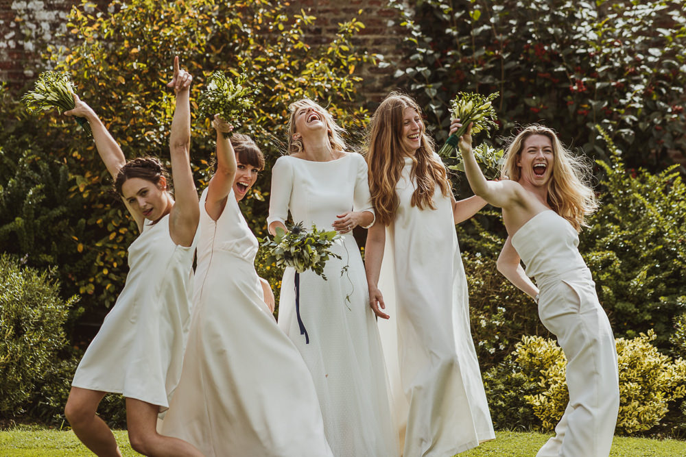 White Bridesmaid Dress Dresses Bridesmaids Trousers Newburgh Priory Wedding Neil Jackson Photographic
