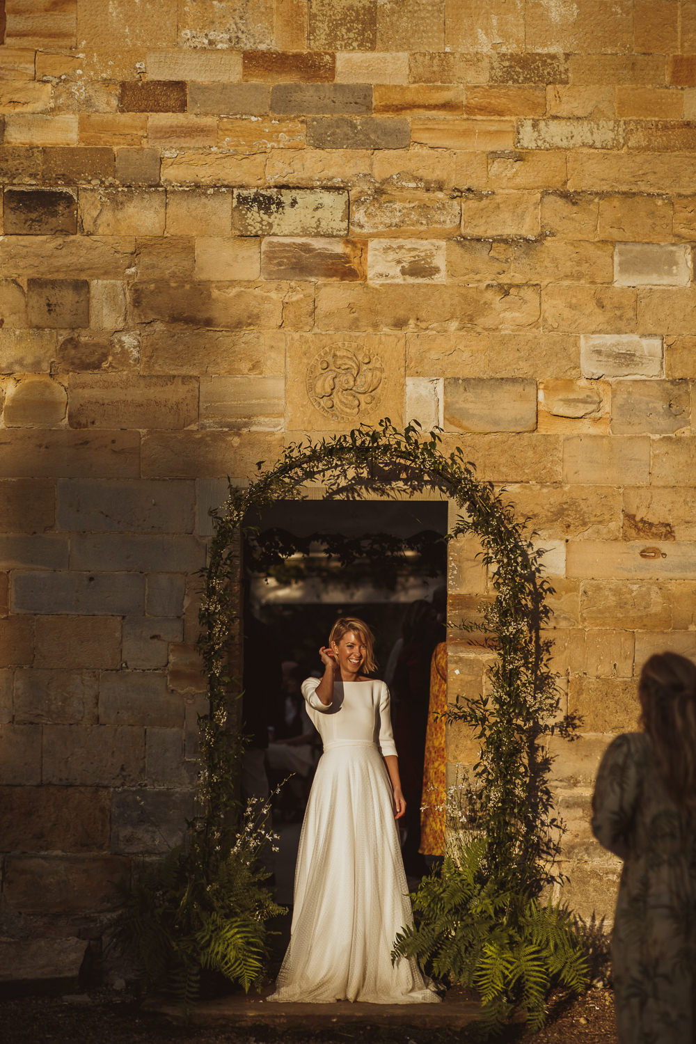 Dress Gown Bride Bridal Long Sleeves Luna Bride Newburgh Priory Wedding Neil Jackson Photographic