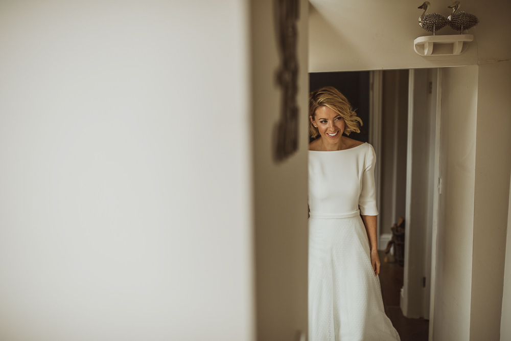 Dress Gown Bride Bridal Long Sleeves Luna Bride Newburgh Priory Wedding Neil Jackson Photographic