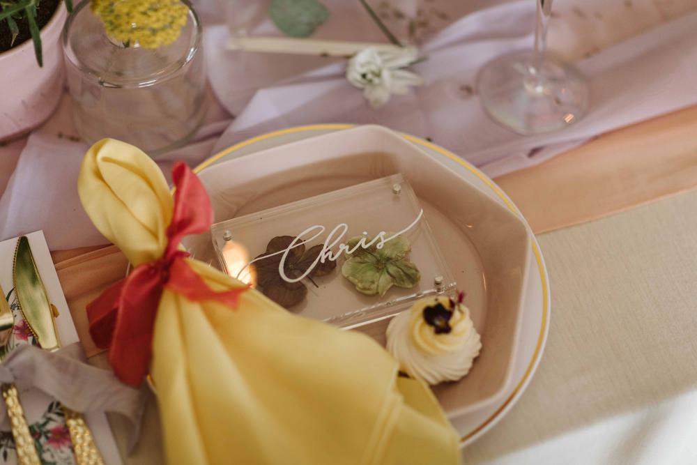 Place Setting Decor Place Name Calligraphy Oakwood at Ryther Wedding Freya Raby