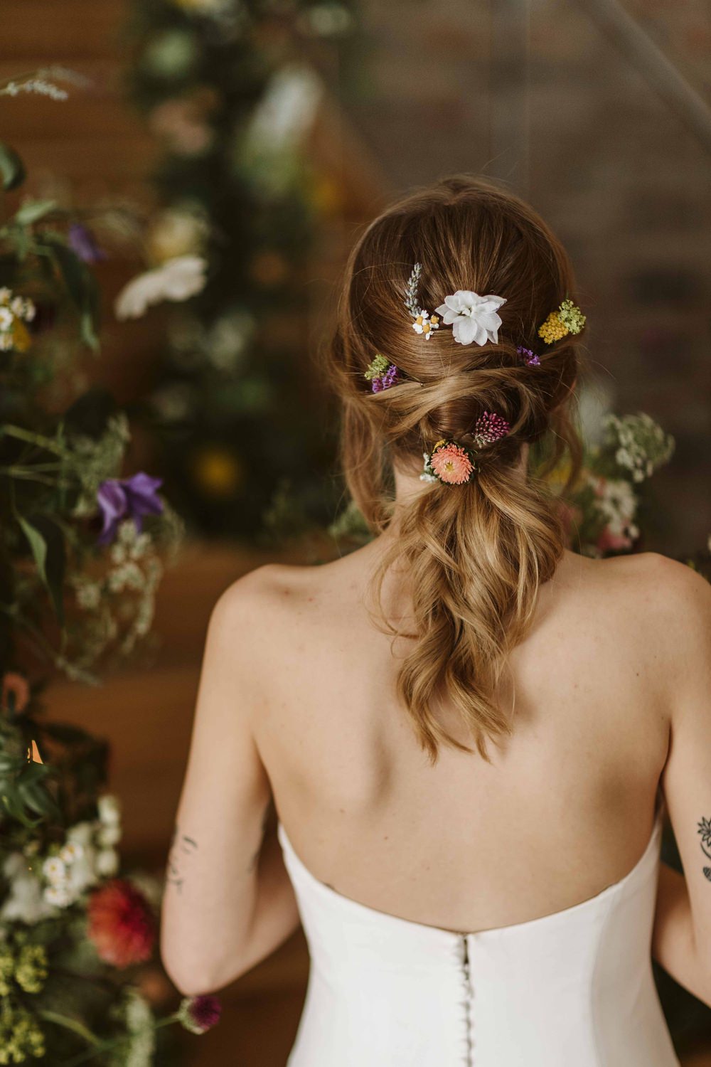 Hair Style Up Do Ponytail Bride Bridal Flowers Oakwood at Ryther Wedding Freya Raby
