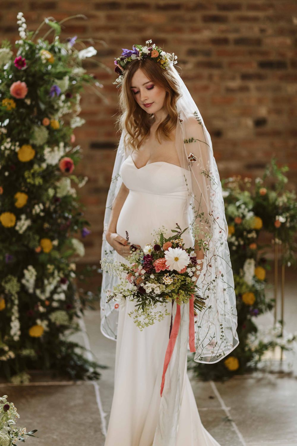 Floral Embroidered Veil Bridal Bridal Oakwood at Ryther Wedding Freya Raby