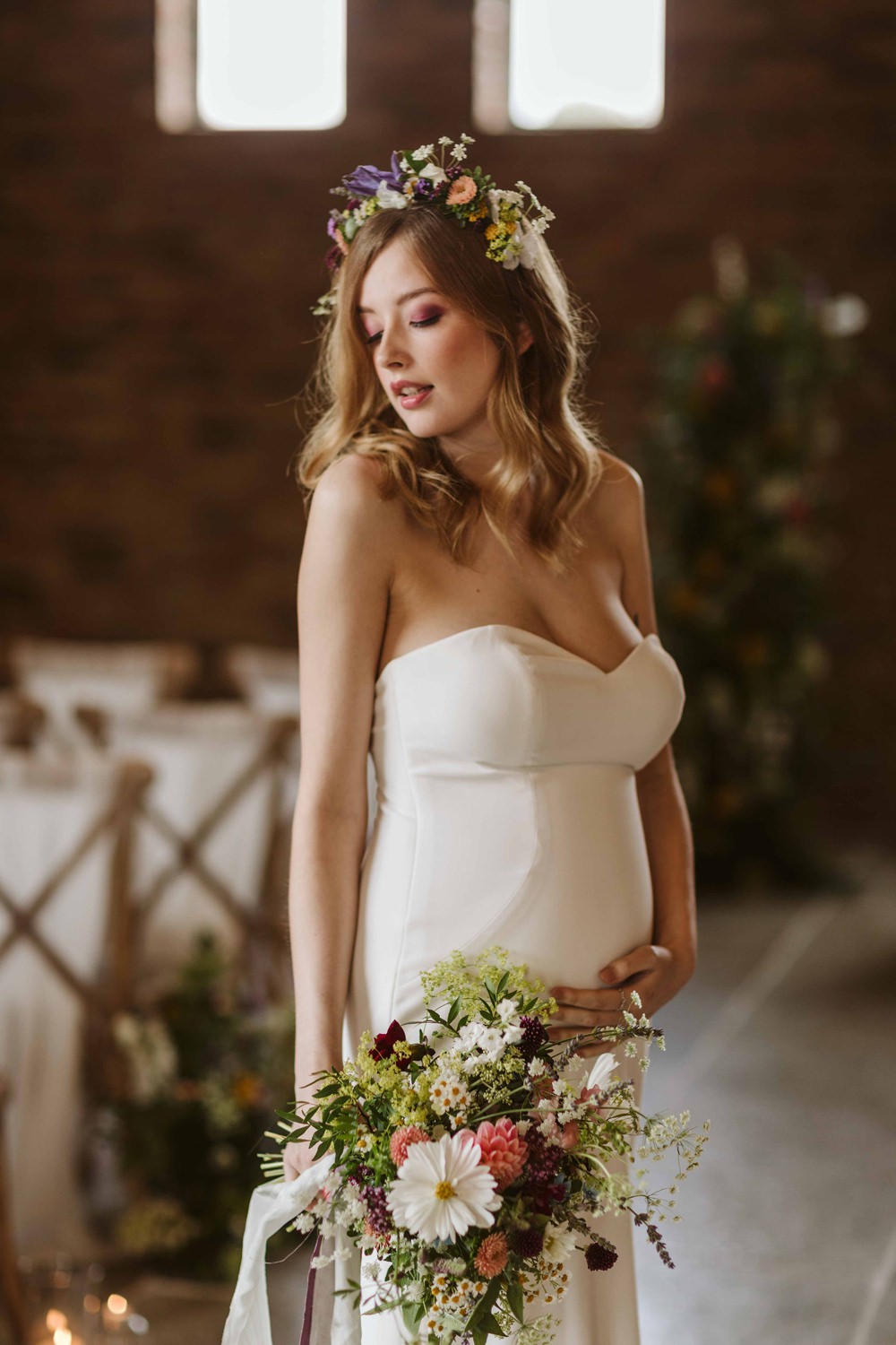 Pregnant Bride Bump Oakwood at Ryther Wedding Freya Raby
