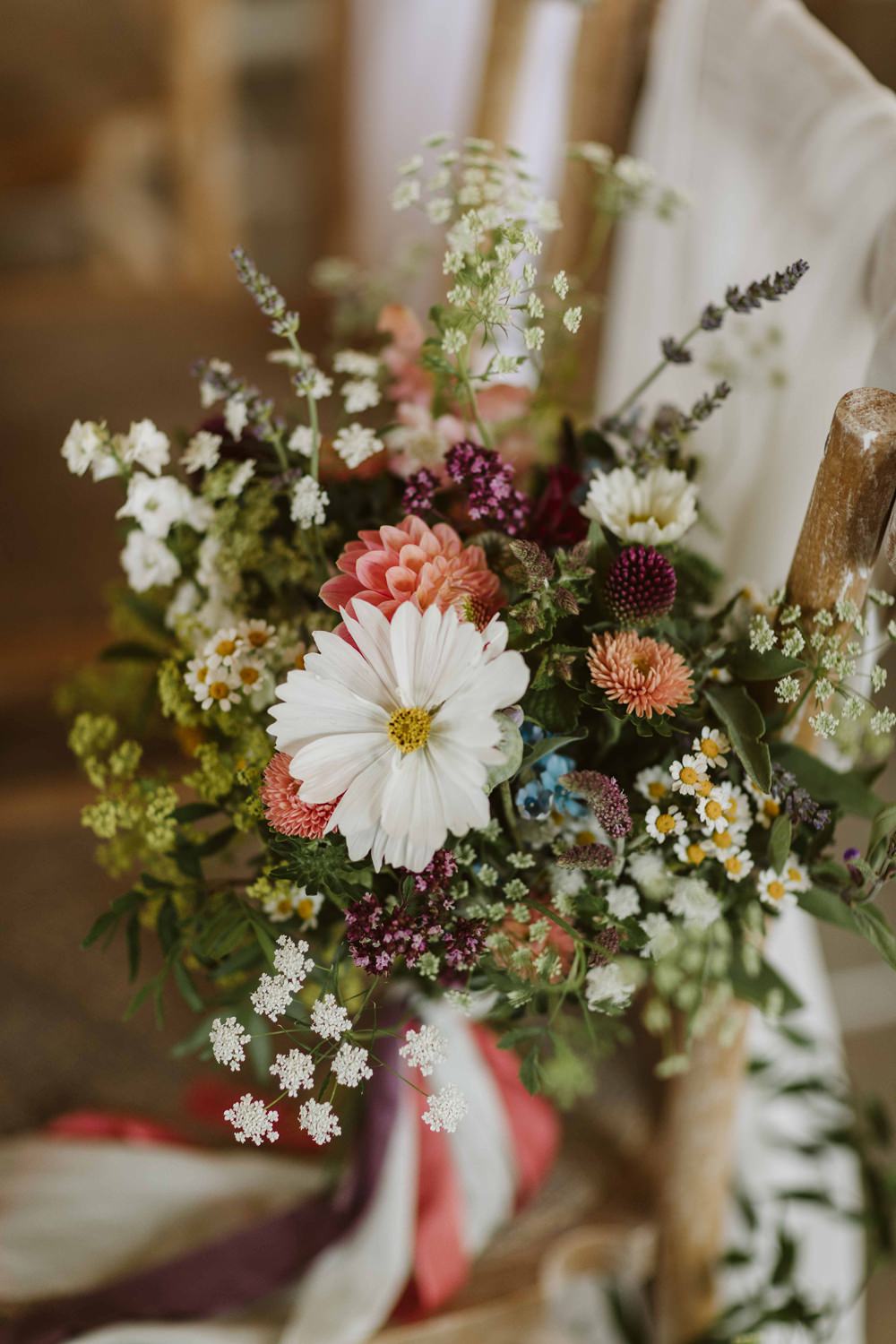 Bouquet Flowers Bride Bridal Wild Meadow Dahlia Oakwood at Ryther Wedding Freya Raby