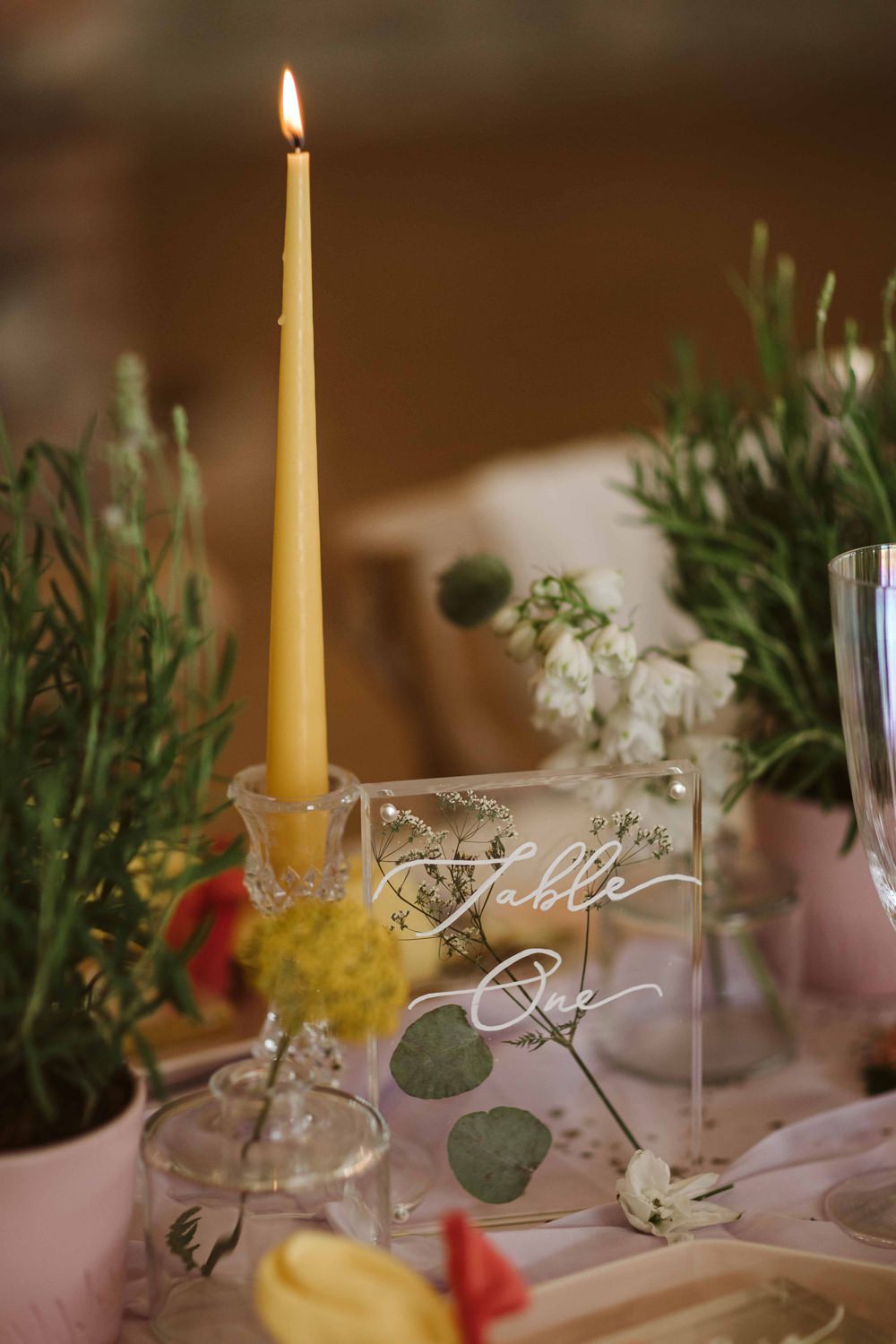 Table Name Number Clear Acrylic Calligraphy Oakwood at Ryther Wedding Freya Raby