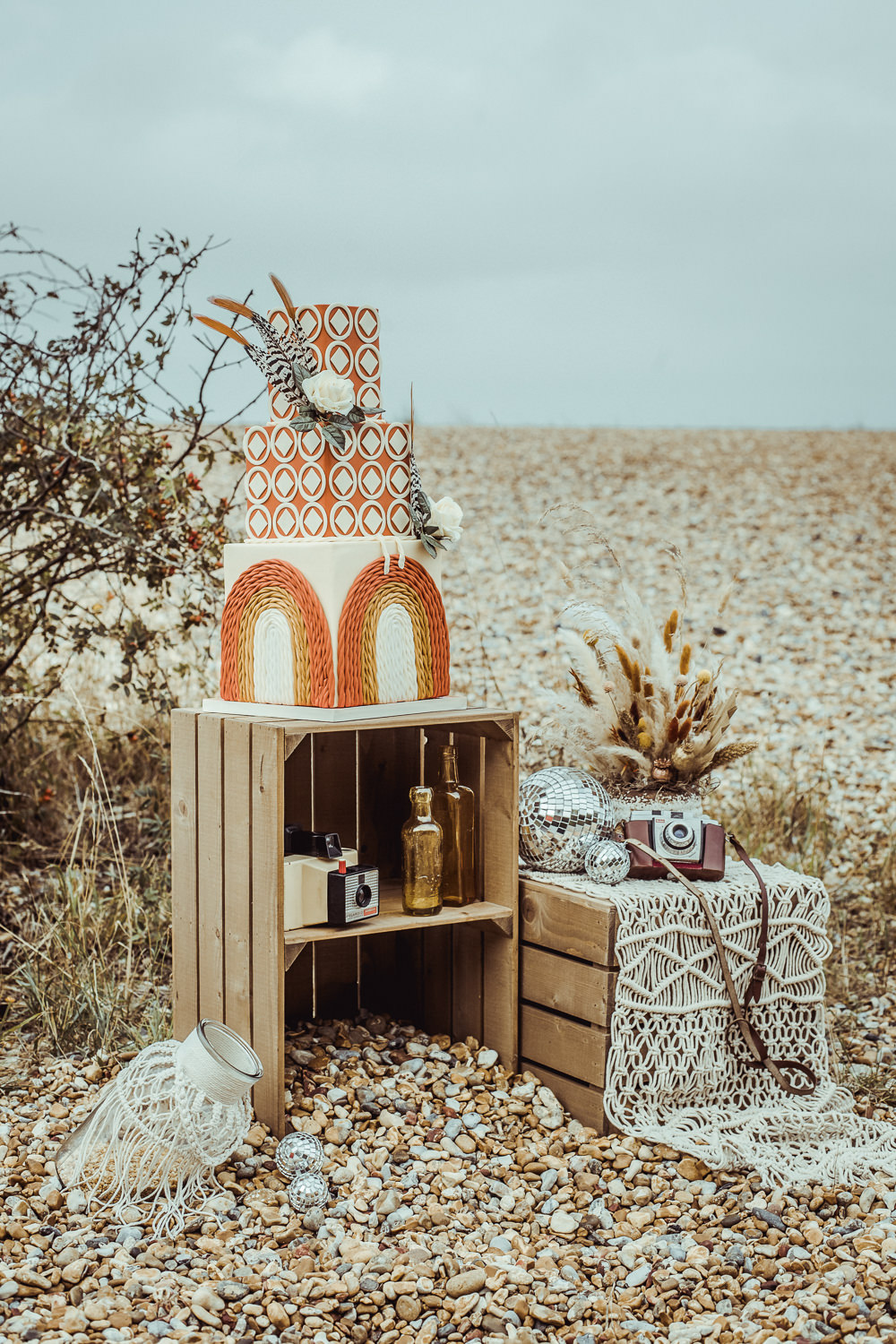 Retro 1970s Cake Rust Wedding Inspiration Golden Hare Wedding Photography