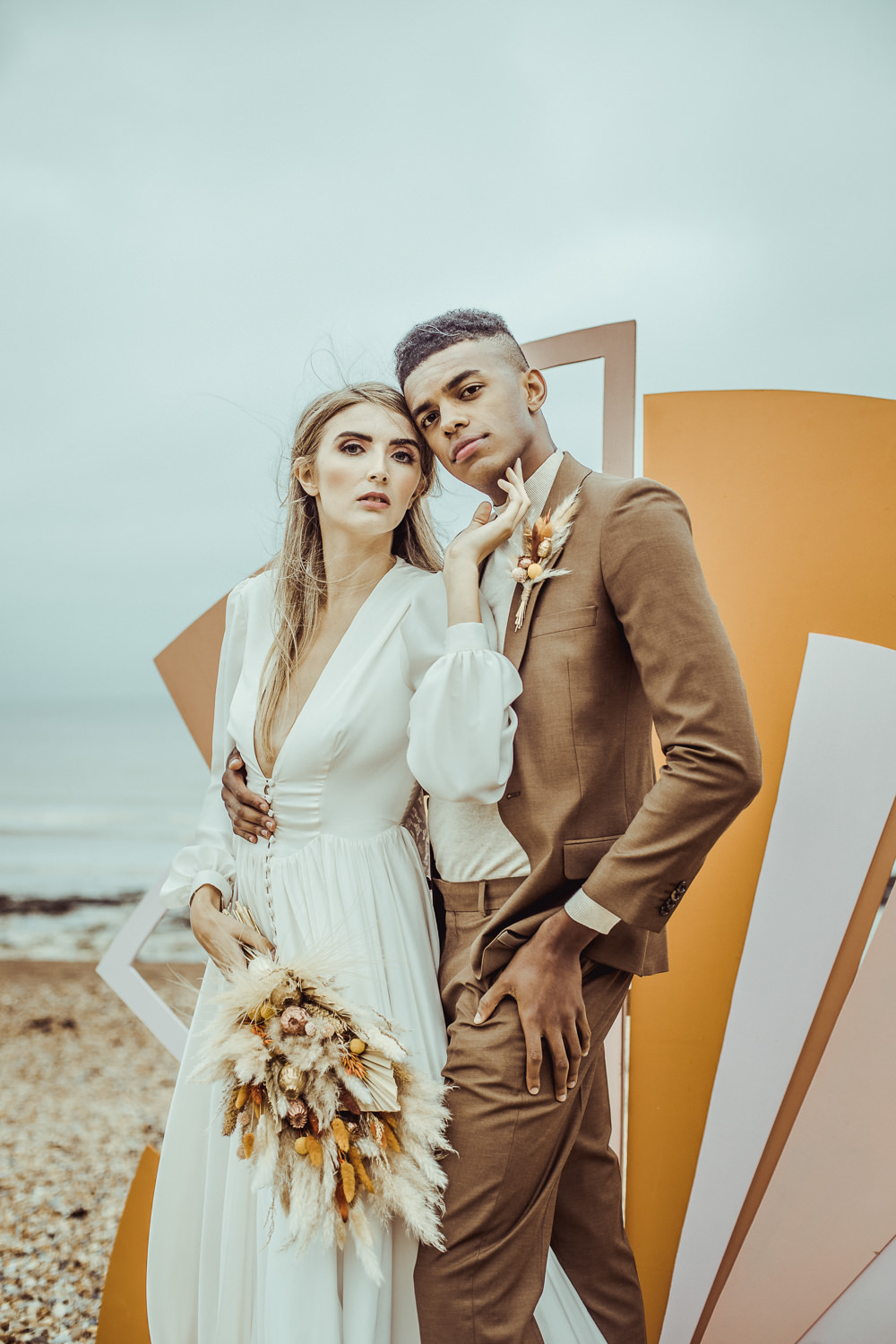 Retro 1970s Backdrop Art Painted Shapes Rust Wedding Inspiration Golden Hare Wedding Photography