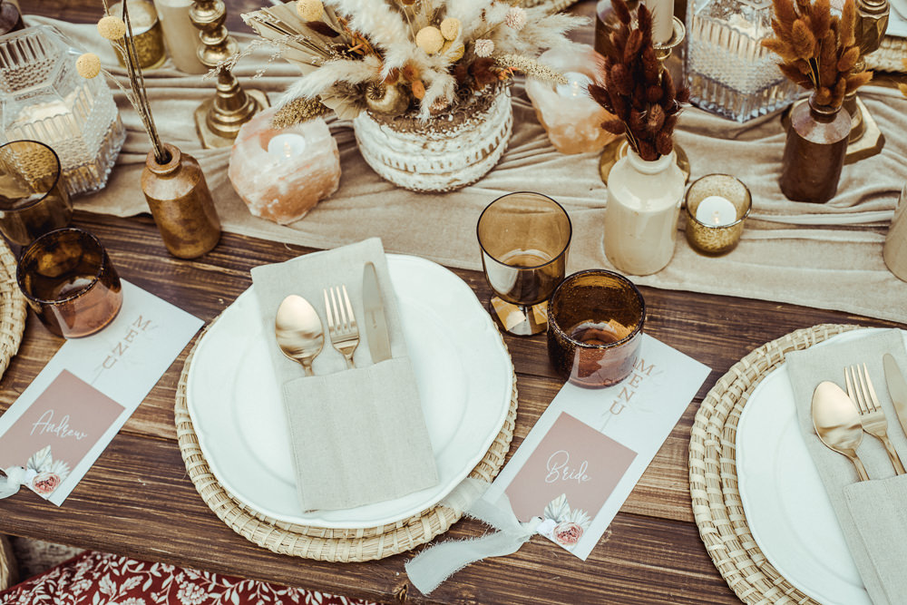 Rust Wedding Inspiration Golden Hare Wedding Photography Place Setting Decor Cutlery