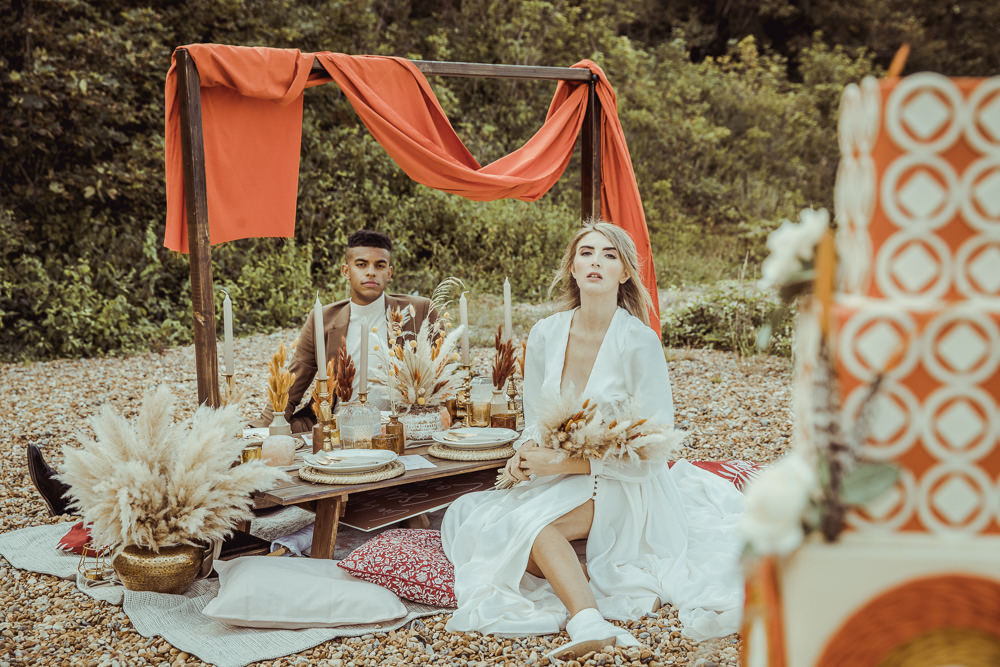 Table Tablescape Decor Decoration Pampas Grass Candles Dried Flowers Rust Wedding Inspiration Golden Hare Wedding Photography