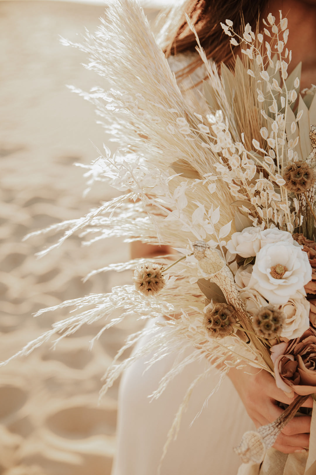 Bouquet Flowers Bride Bridal Dried Flowers Grass Palm Sand Dunes Wedding Photos By Gayle