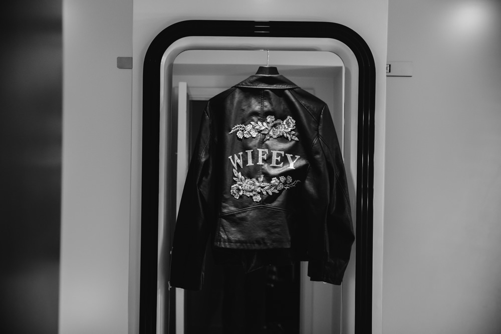 Bride Bridal Jacket Painted St Bart's Brewery Wedding Joseph Kinerman