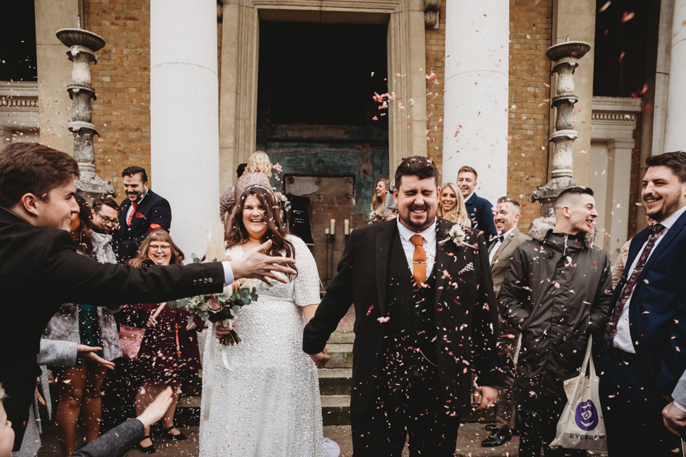 Confetti Throw Asylum London St Bart's Brewery Wedding Joseph Kinerman