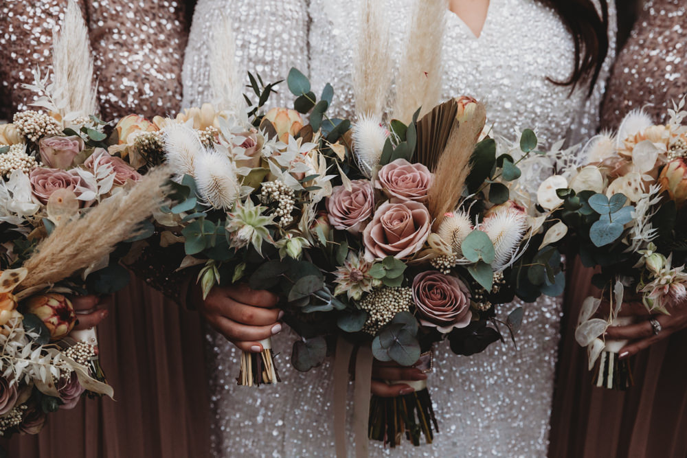 Bouquet Flowers Bride Bridal Pampas Grass Eucalyptus Rose St Bart's Brewery Wedding Joseph Kinerman