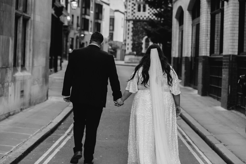Dress Gown Bride Bridal Glitter Sequins Veil St Bart's Brewery Wedding Joseph Kinerman