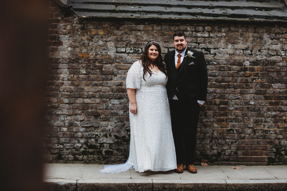 Dress Gown Bride Bridal Glitter Sequins Veil St Bart's Brewery Wedding Joseph Kinerman
