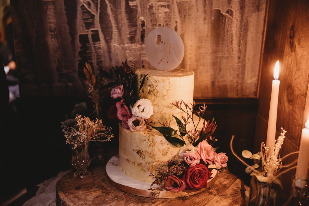 Buttercream Cake Gold Topper Flowesr St Bart's Brewery Wedding Joseph Kinerman