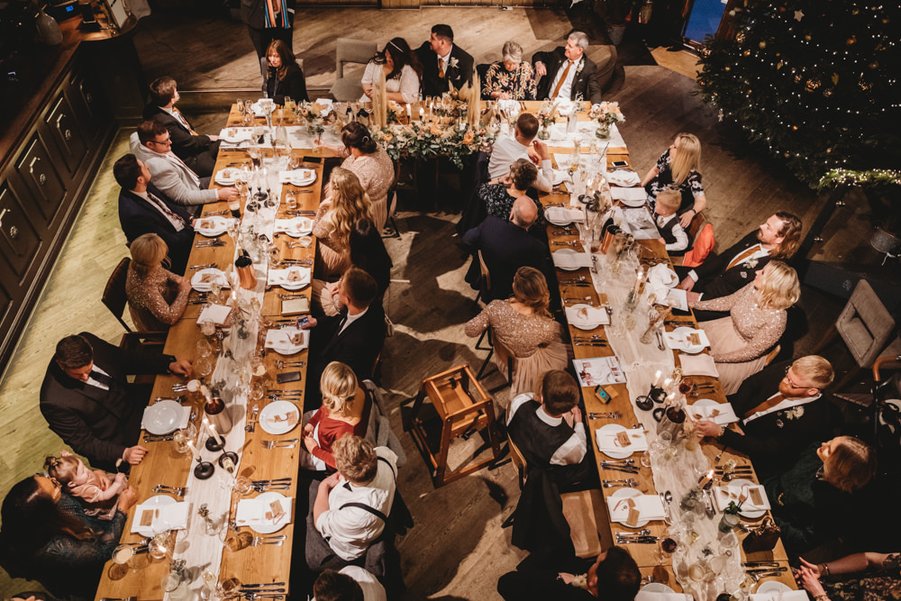 Long Tables Cendles Flowers Decor U Shape St Bart's Brewery Wedding Joseph Kinerman