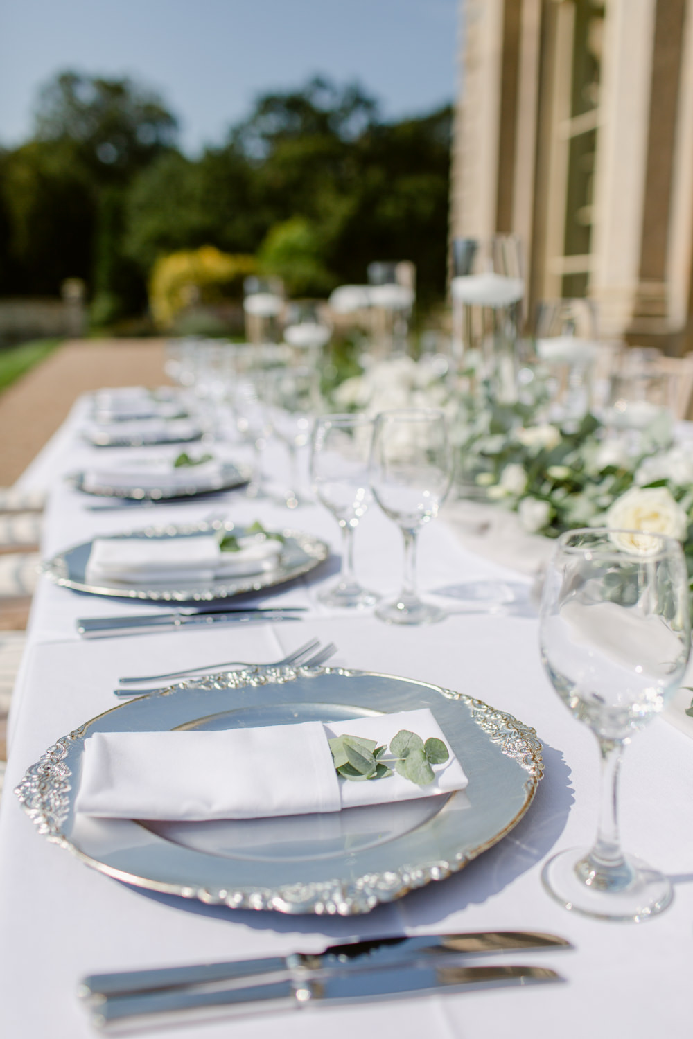 Table Tablescape Decor Greenery Foliage Runner Place Setting Stately Home Wedding Whitney Lloyd Photography