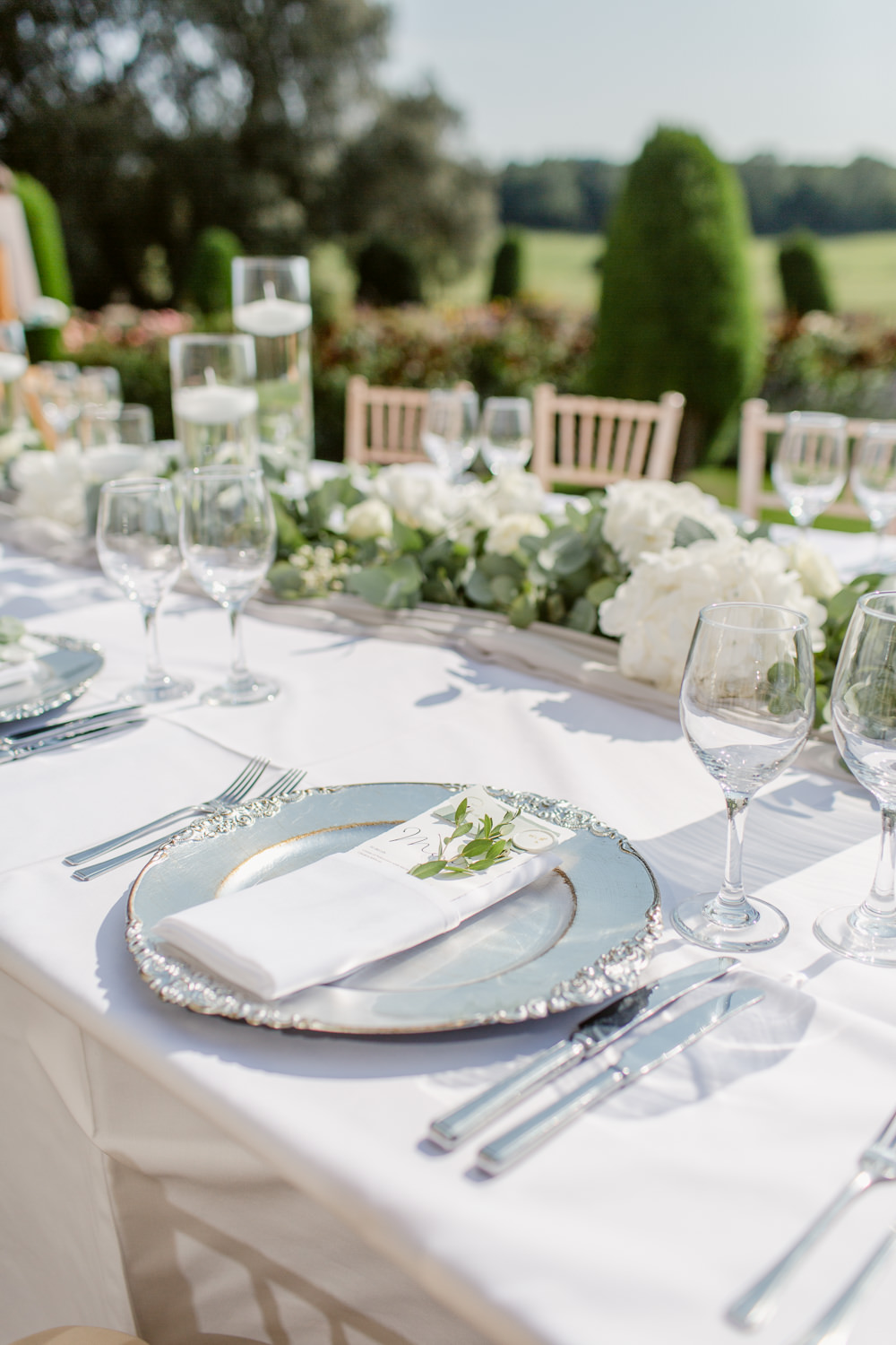 Table Tablescape Decor Greenery Foliage Runner Place Setting Stately Home Wedding Whitney Lloyd Photography