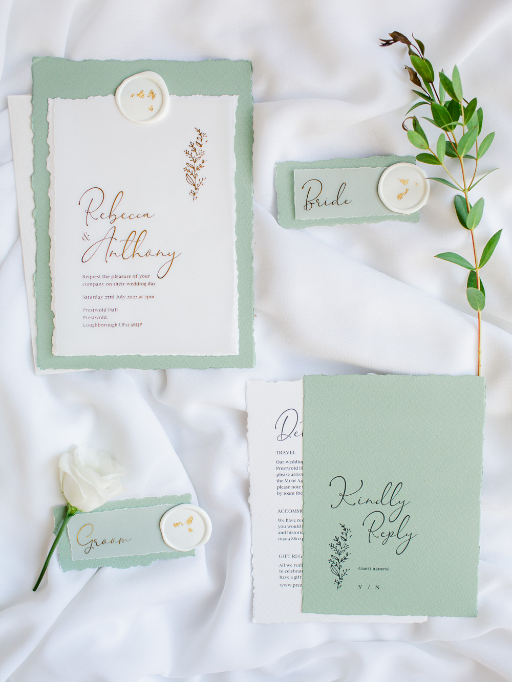 Pale Mint Green Silver Stationery Invite Invitation Stately Home Wedding Whitney Lloyd Photography