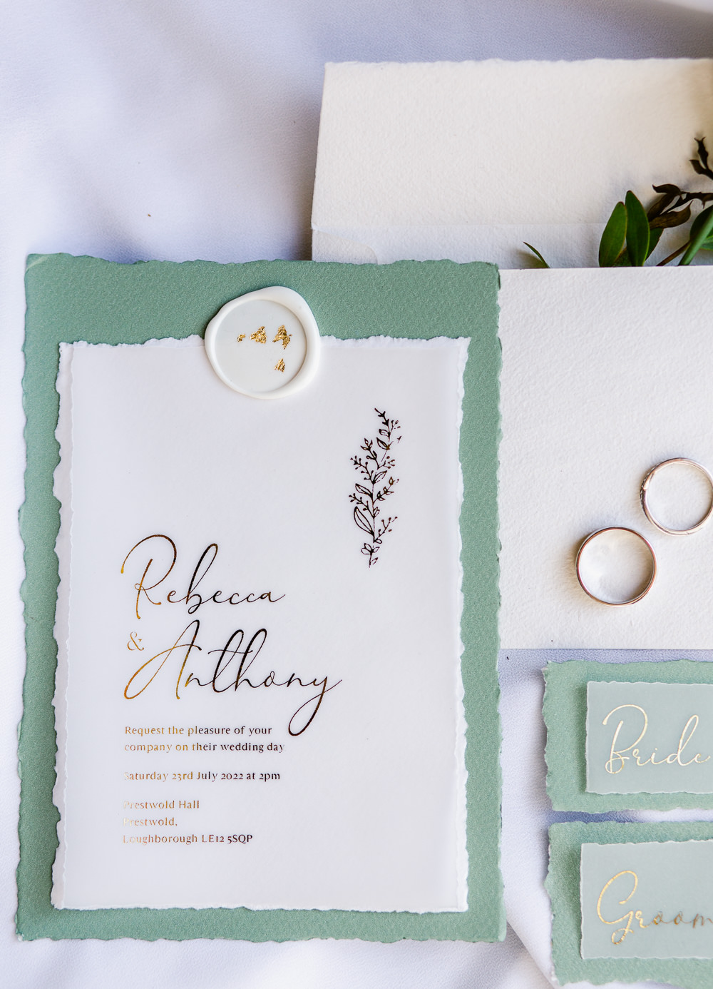 Pale Mint Green Silver Stationery Invite Invitation Stately Home Wedding Whitney Lloyd Photography