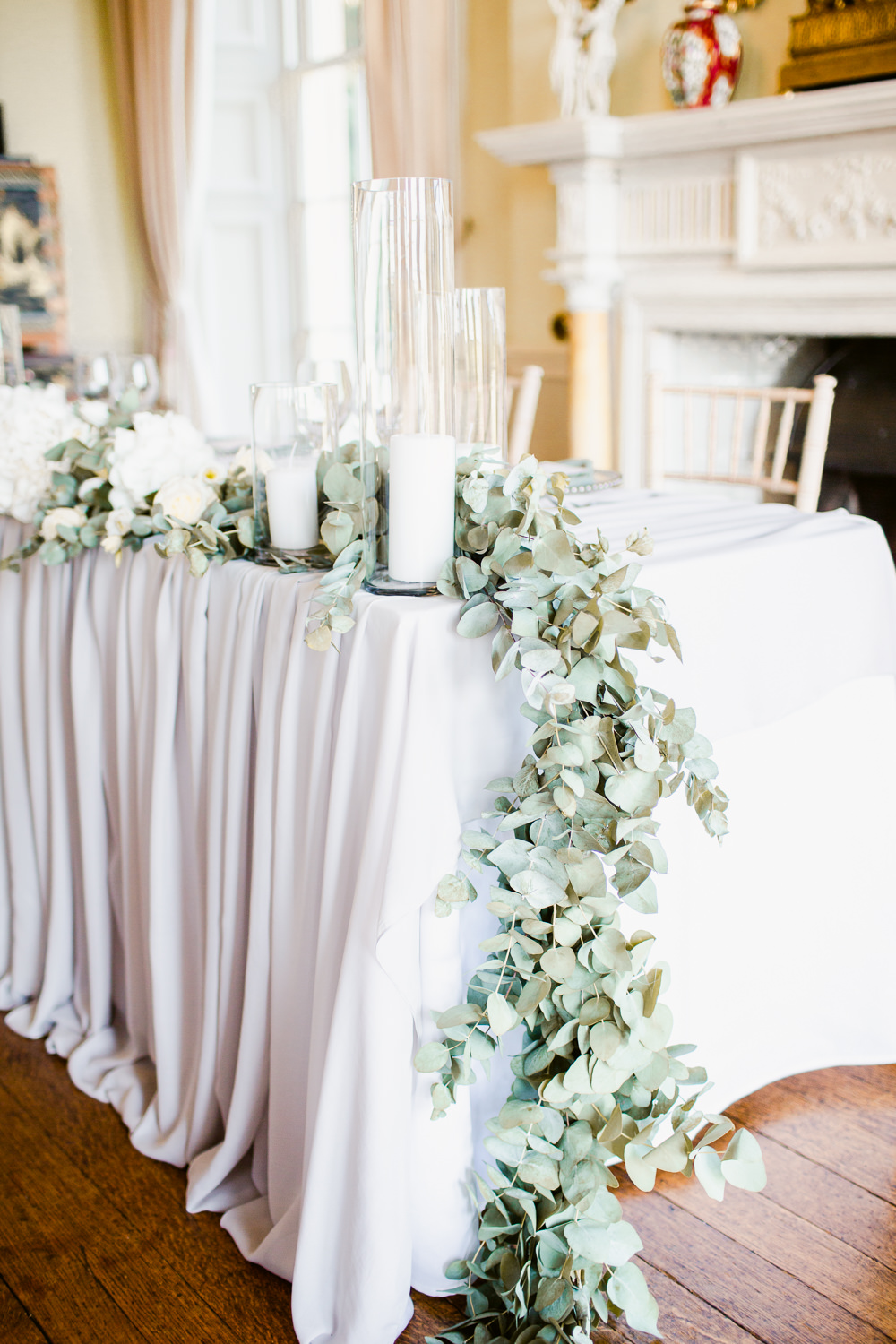 Table Tablescape Decor Greenery Foliage Runner Place Setting Stately Home Wedding Whitney Lloyd Photography