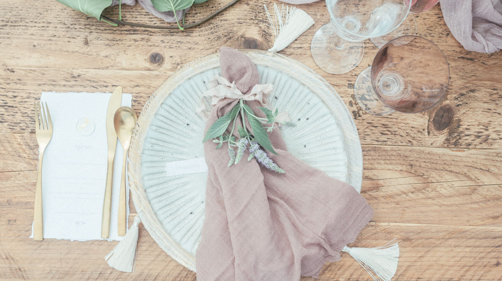 Place Setting Decor Napkin Pink UK Destination Wedding Hannah McClune Photography