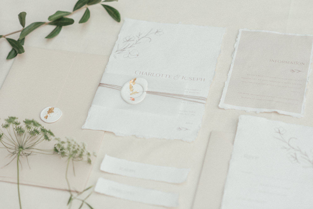Stationery Invite Invitation Botanical Wax Seal UK Destination Wedding Hannah McClune Photography