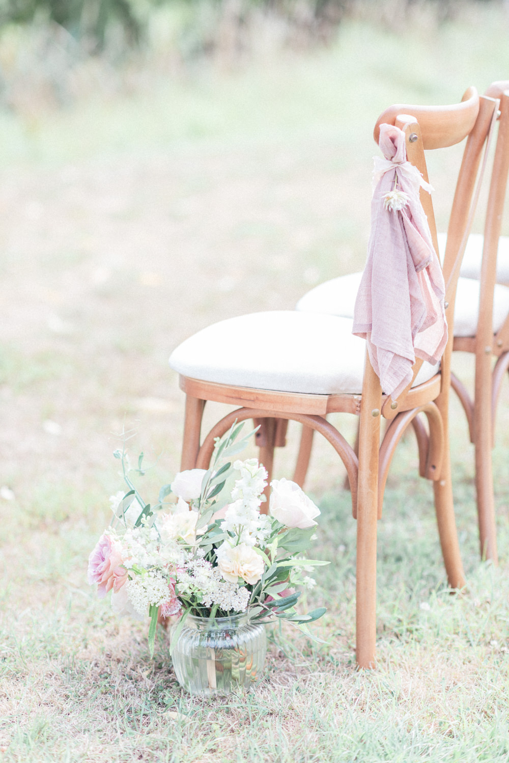 Pew End Chair Aisle Flowers Decor UK Destination Wedding Hannah McClune Photography