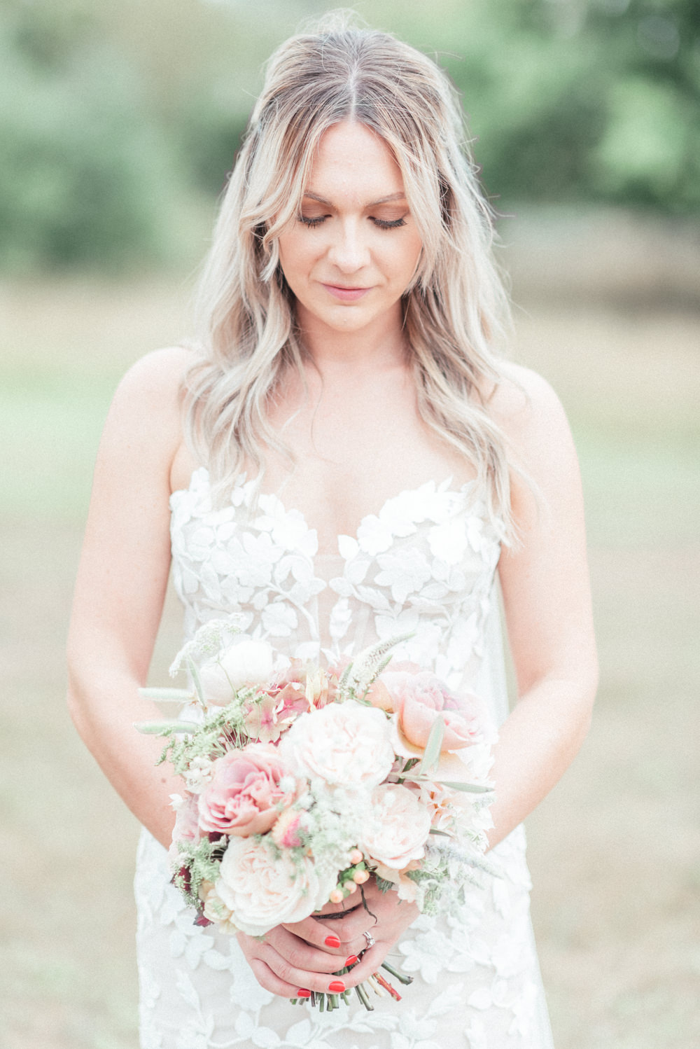 Dress Gown Bride Bridal Lace Strapless Veil Enzoani UK Destination Wedding Hannah McClune Photography