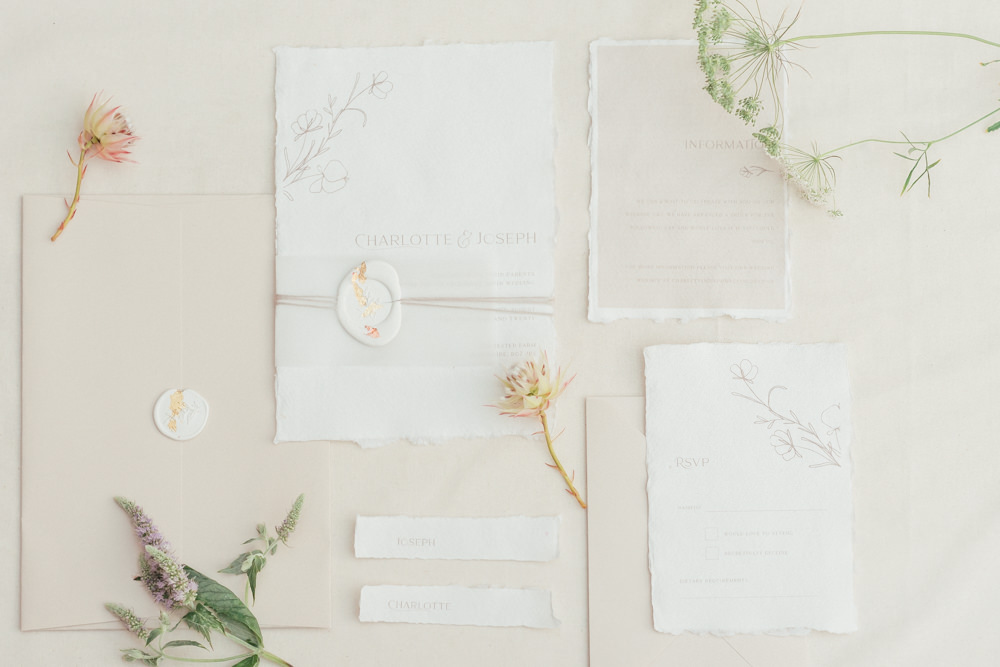 Stationery Invite Invitation Botanical Wax Seal UK Destination Wedding Hannah McClune Photography