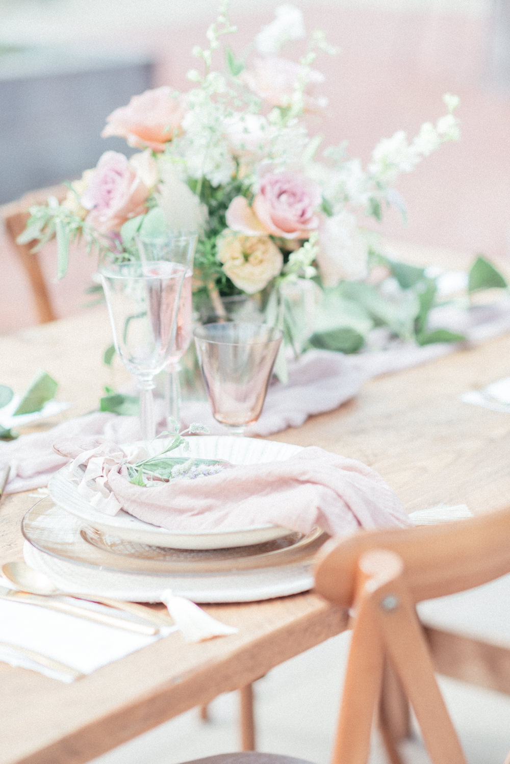 Place Setting Decor Napkin Pink UK Destination Wedding Hannah McClune Photography