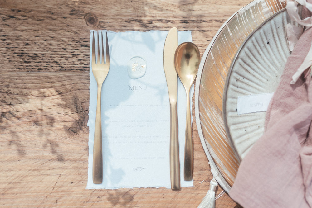 Gold Cutlery UK Destination Wedding Hannah McClune Photography