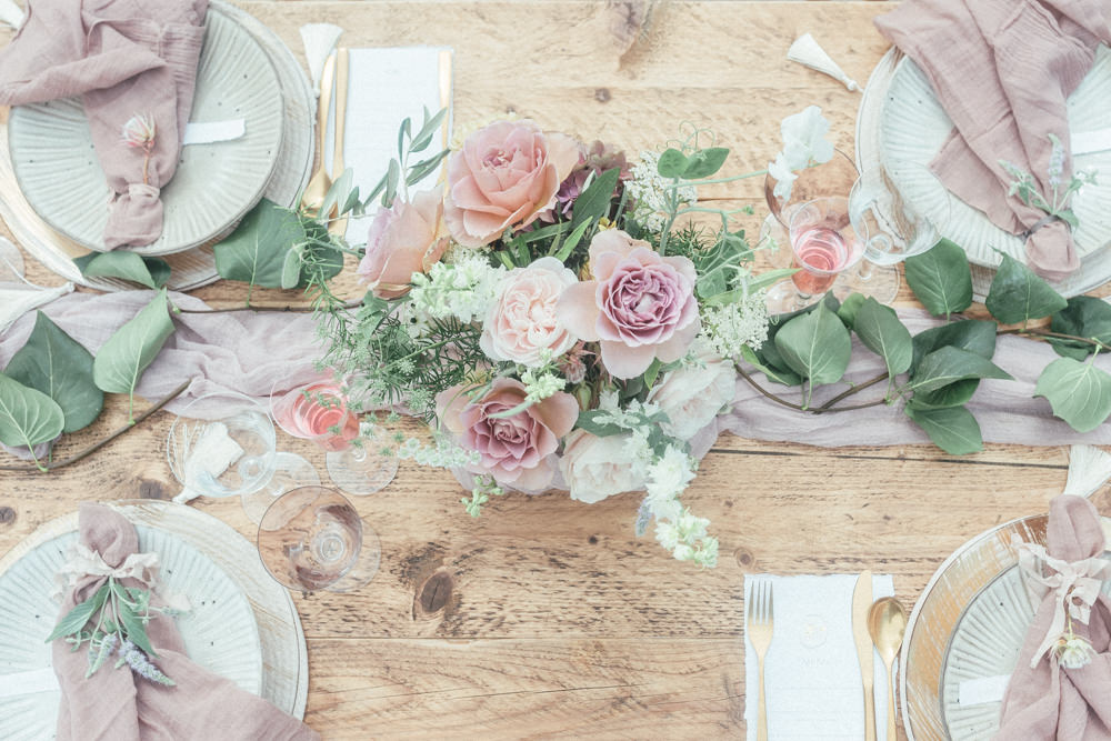 Table Tablescape Decor Pink Pastel Pretty Candles Flowers UK Destination Wedding Hannah McClune Photography