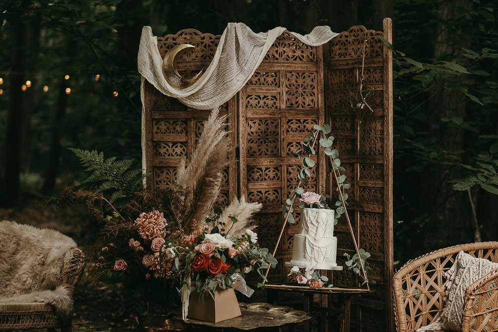 Cake Table Backdrop Woods Wedding Tom Jeavons Photography